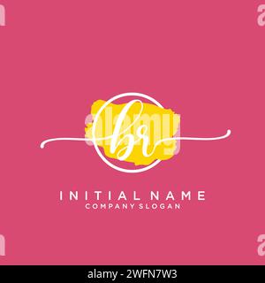 BR Initial handwriting logo with circle Stock Vector