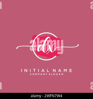 DX Initial handwriting logo with circle Stock Vector