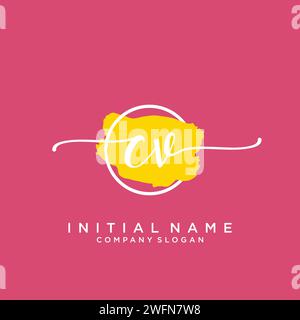 CV Initial handwriting logo with circle Stock Vector