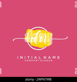 DN Initial handwriting logo with circle Stock Vector