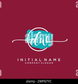 DW Initial handwriting logo with circle Stock Vector