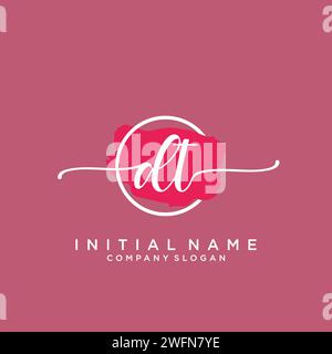 DT Initial handwriting logo with circle Stock Vector