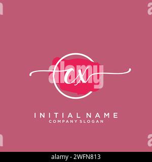 CX Initial handwriting logo with circle Stock Vector
