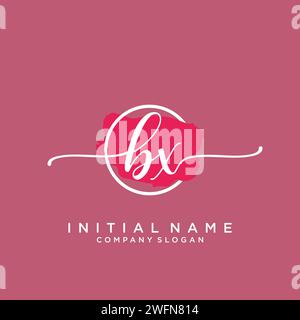 BX Initial handwriting logo with circle Stock Vector
