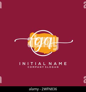 GQ Initial handwriting logo with circle Stock Vector