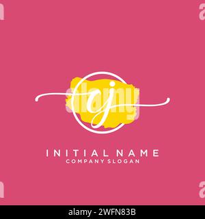 CJ Initial handwriting logo with circle Stock Vector