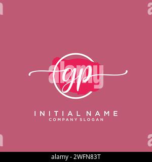 GP Initial handwriting logo with circle Stock Vector