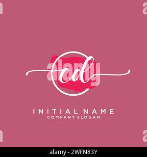 CD Initial handwriting logo with circle Stock Vector