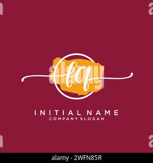 FQ Initial handwriting logo with circle Stock Vector