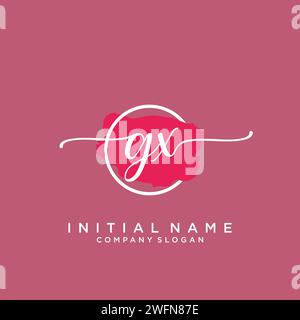 GX Initial handwriting logo with circle Stock Vector
