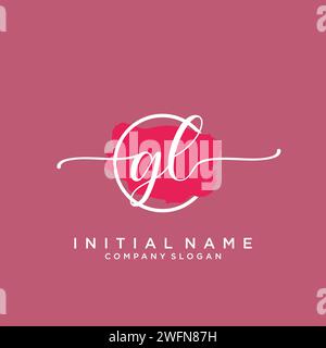 GL Initial handwriting logo with circle Stock Vector