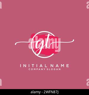 GT Initial handwriting logo with circle Stock Vector