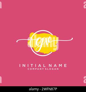 GV Initial handwriting logo with circle Stock Vector