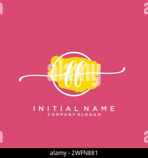 FF Initial handwriting logo with circle Stock Vector