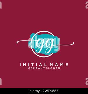 GG Initial handwriting logo with circle Stock Vector