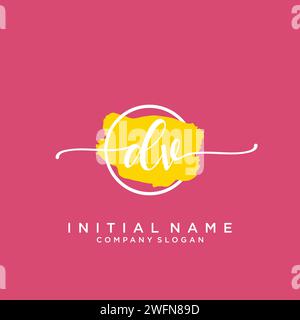 DV Initial handwriting logo with circle Stock Vector