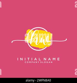 HW Initial handwriting logo with circle Stock Vector