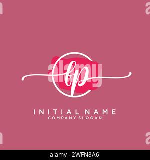 FP Initial handwriting logo with circle Stock Vector