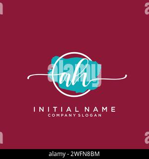 AH Initial handwriting logo with circle Stock Vector