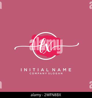 FX Initial handwriting logo with circle Stock Vector