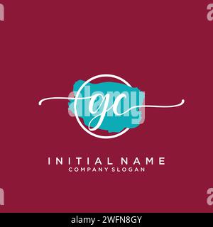 GC Initial handwriting logo with circle Stock Vector