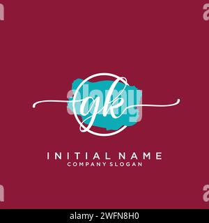 GK Initial handwriting logo with circle Stock Vector