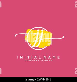 JJ Initial handwriting logo with circle Stock Vector