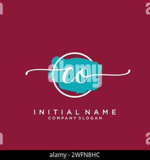 CO Initial handwriting logo with circle Stock Vector