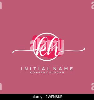 KH Initial handwriting logo with circle Stock Vector