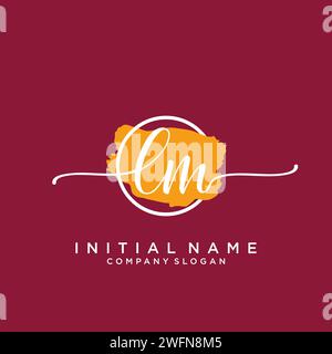 LM Initial handwriting logo with circle Stock Vector