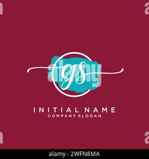 GS Initial handwriting logo with circle Stock Vector