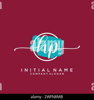 HP Initial handwriting logo with circle Stock Vector