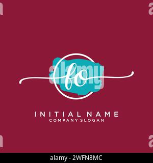 FO Initial handwriting logo with circle Stock Vector