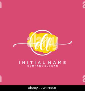 DF Initial handwriting logo with circle Stock Vector