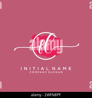 FL Initial handwriting logo with circle Stock Vector