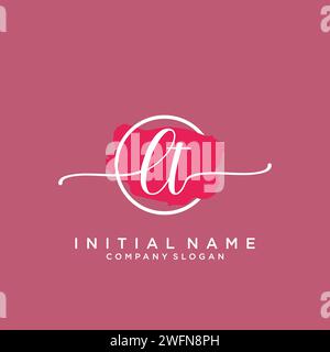 LT Initial handwriting logo with circle Stock Vector