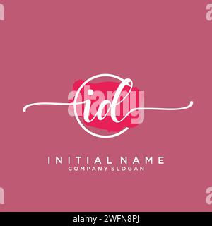 ID Initial handwriting logo with circle Stock Vector