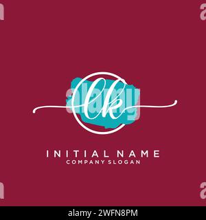 LK Initial handwriting logo with circle Stock Vector
