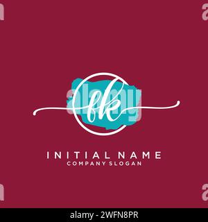 FK Initial handwriting logo with circle Stock Vector
