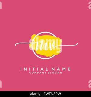 MV Initial handwriting logo with circle Stock Vector
