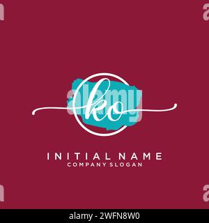 KO Initial handwriting logo with circle Stock Vector