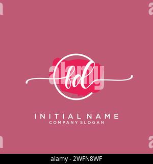 FD Initial handwriting logo with circle Stock Vector