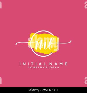 MF Initial handwriting logo with circle Stock Vector