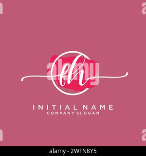 FH Initial handwriting logo with circle Stock Vector