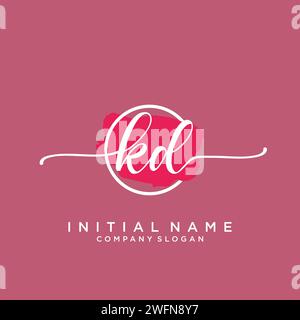 KD Initial handwriting logo with circle Stock Vector