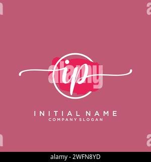 IP Initial handwriting logo with circle Stock Vector