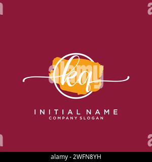 KQ Initial handwriting logo with circle Stock Vector