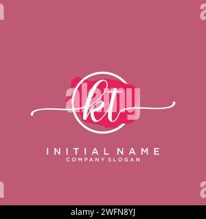 KT Initial handwriting logo with circle Stock Vector