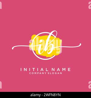 IB Initial handwriting logo with circle Stock Vector
