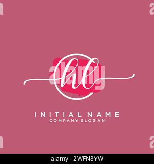 HL Initial handwriting logo with circle Stock Vector
